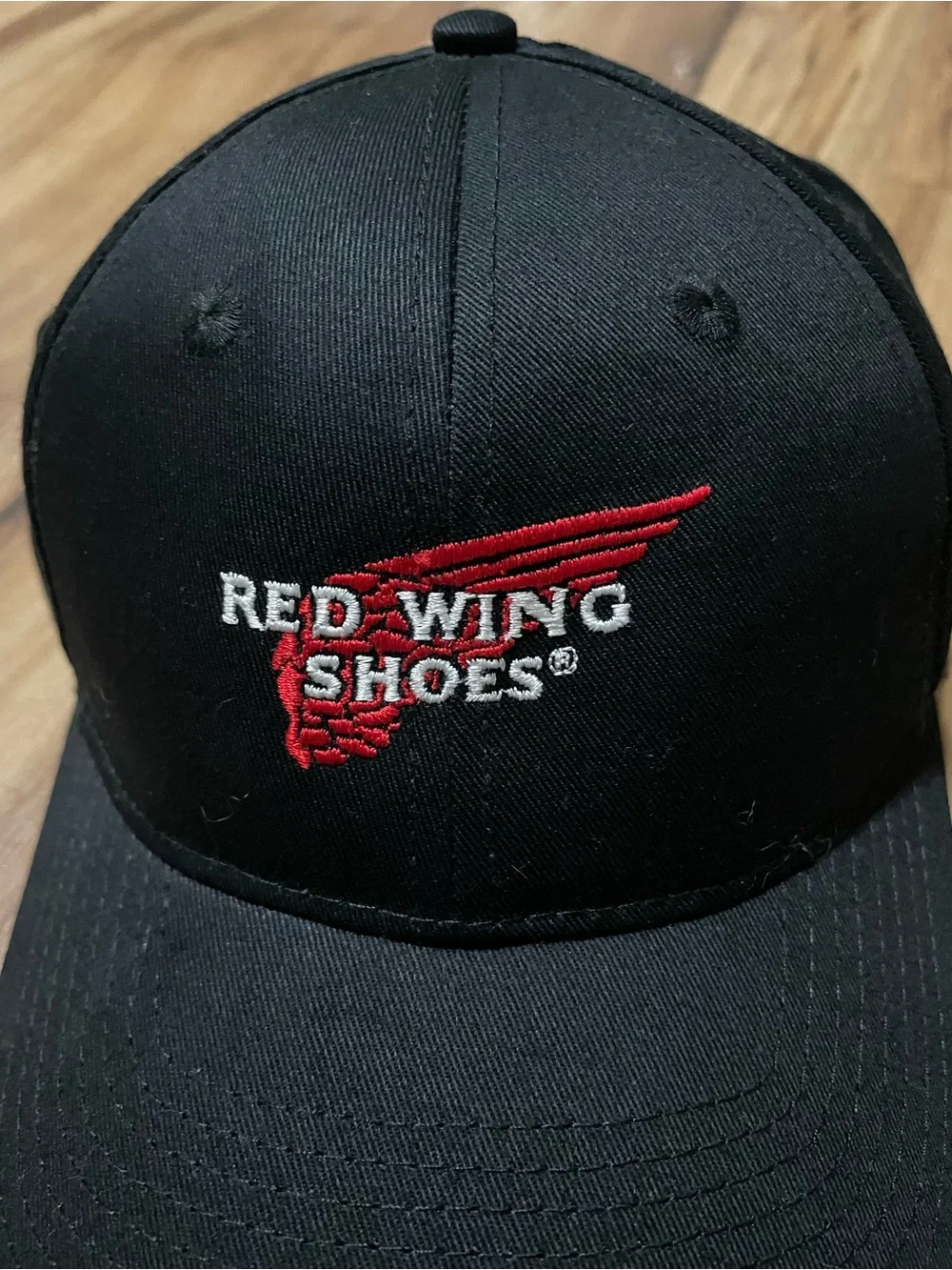 Red Wing Shoes Classic Logo Black Velcro Strap Baseball Cap OS